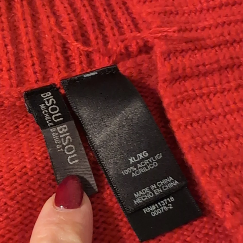 Bisou Bisou Red Belted Holiday Winter Sweater XL - Picture 11 of 13